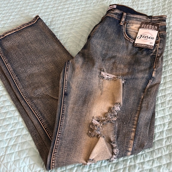 Feeson Men Jeans 33 DISTRESSED - Picture 1 of 3